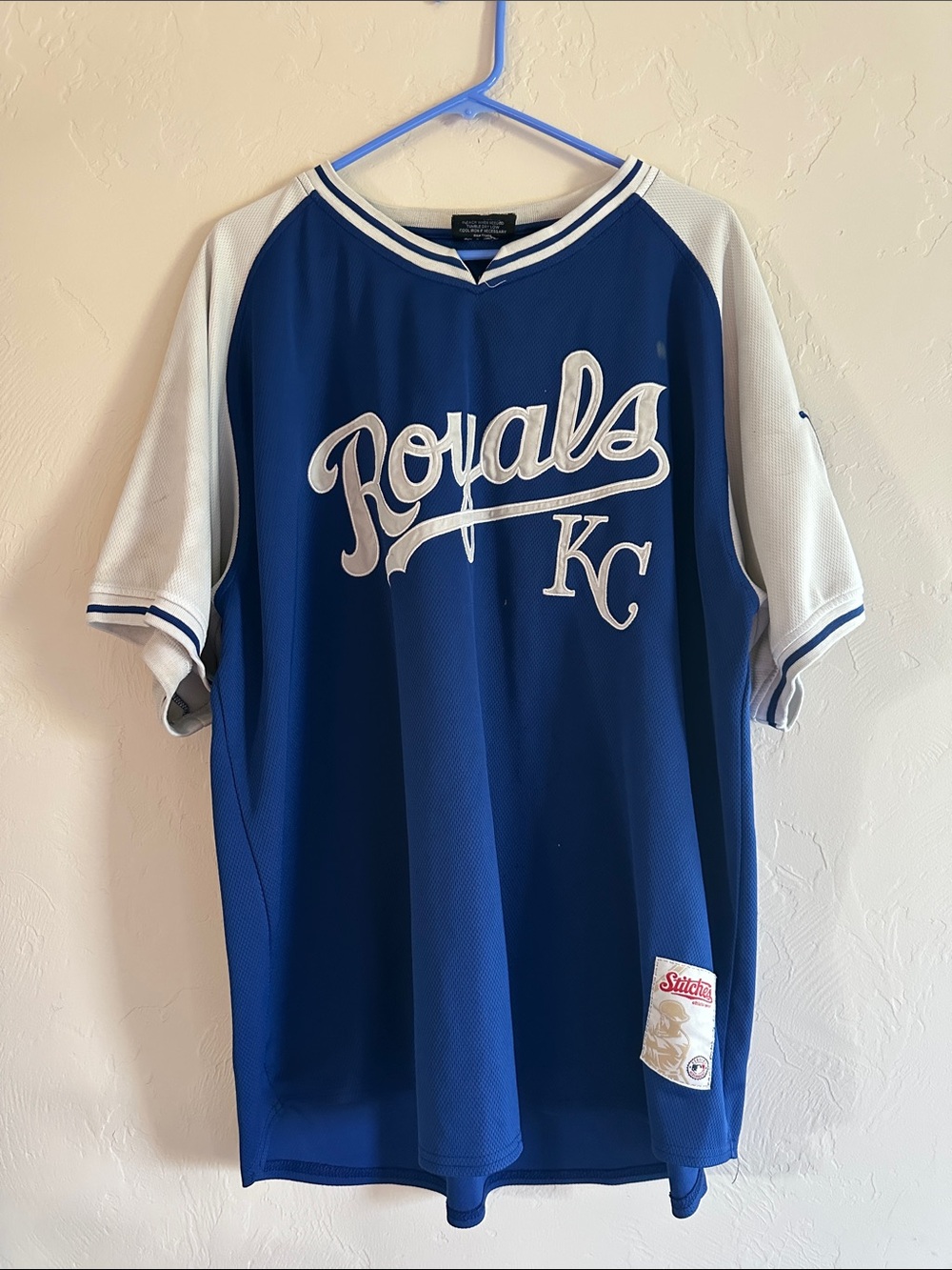 Stitches Royals KC Blue and White Baseball Jersey